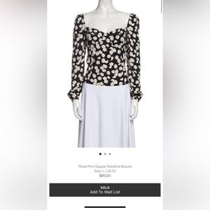 Reformation square neck blouse daisy sz 10